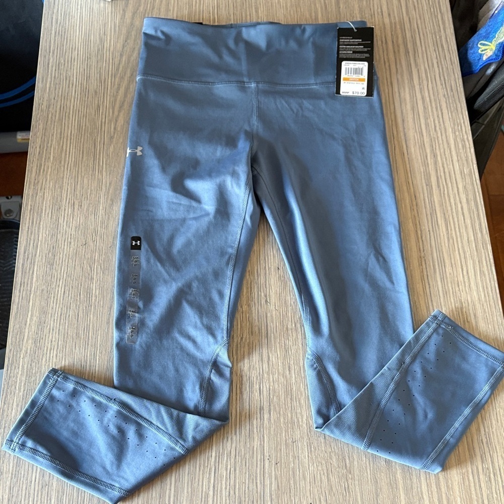 Under Armour Breathlux High-Rise Ankle Leggings Blue Mesh Small NWT